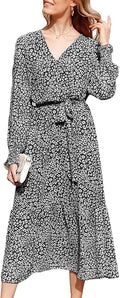 Floral Print Boho Wrap Maxi Dress - Flowy Ruffle A-Line