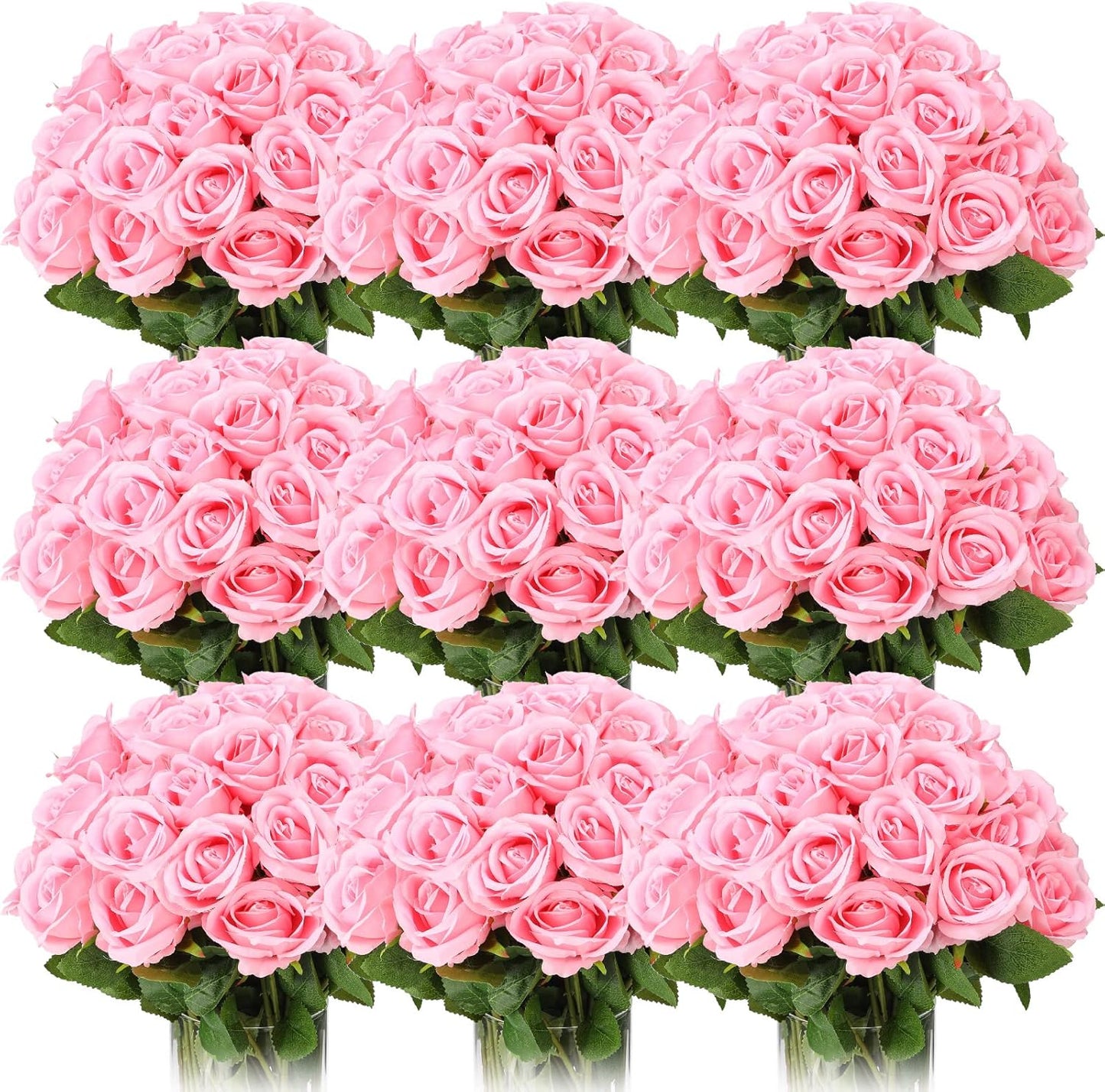 100 Pieces Artificial Roses Flowers Bulk for Wedding Decor
