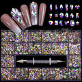 Nail Art Rhinestones Kit - Assorted Flatback Gems for Nails & Crafts