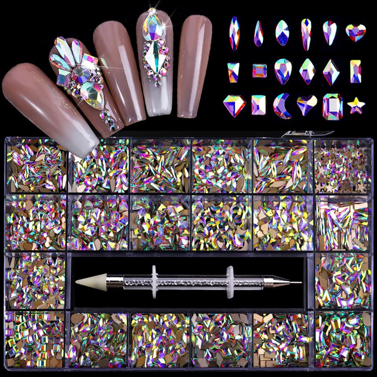 Nail Art Rhinestones Kit for Stunning Crafts and Makeup Looks