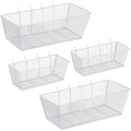 Pegboard Baskets 4 Pc Wire Shelf Organizer - SpaceSaving Wall Storage