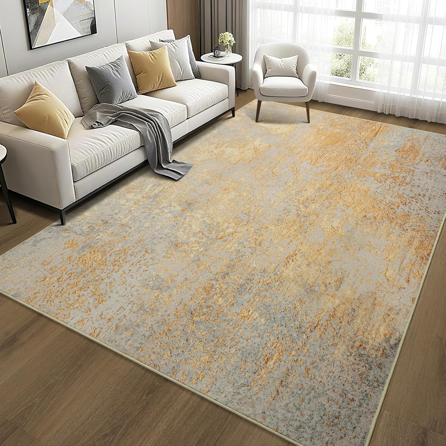 Merelax 6x9 Beige Yellow Area Rug for Living Room and More