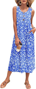 Women's Summer Maxi Dress 2025 Sleeveless Button Down - Soft Stretch