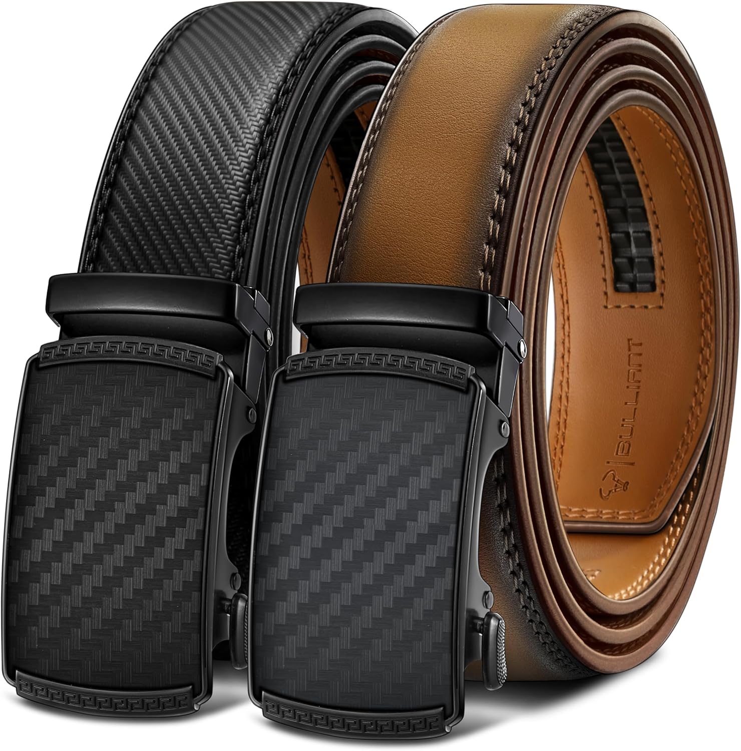BULLIANT Men Belts 2 Pack Adjustable Ratchet Sliding Belts