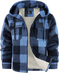 SCODI Men's Flannel Shirt Jacket Sherpa Lined Hoodie - Warm Fleece
