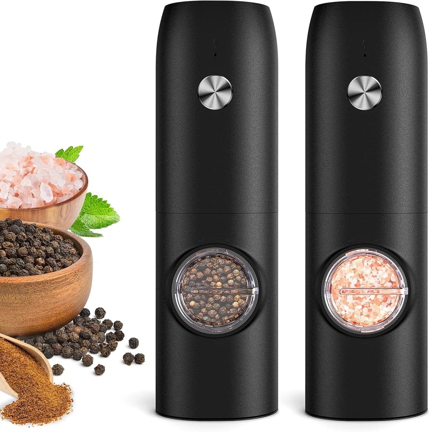 Electric Salt and Pepper Grinder Set with LED Light and Coarseness