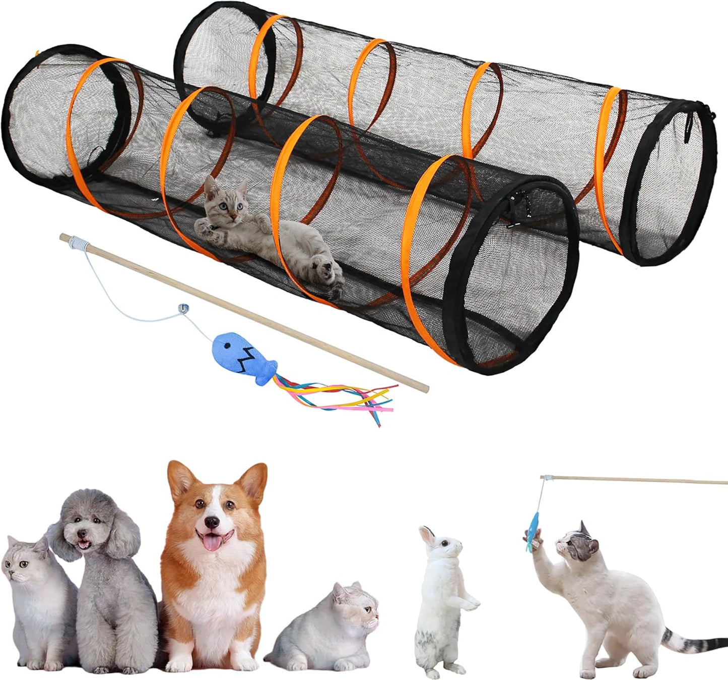 Cat Play Tunnel Set for Indoor and Outdoor Fun, 67in Long