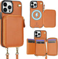 Brown MagSafe Crossbody Wallet Case for iPhone 13 Pro Max - RFID Block