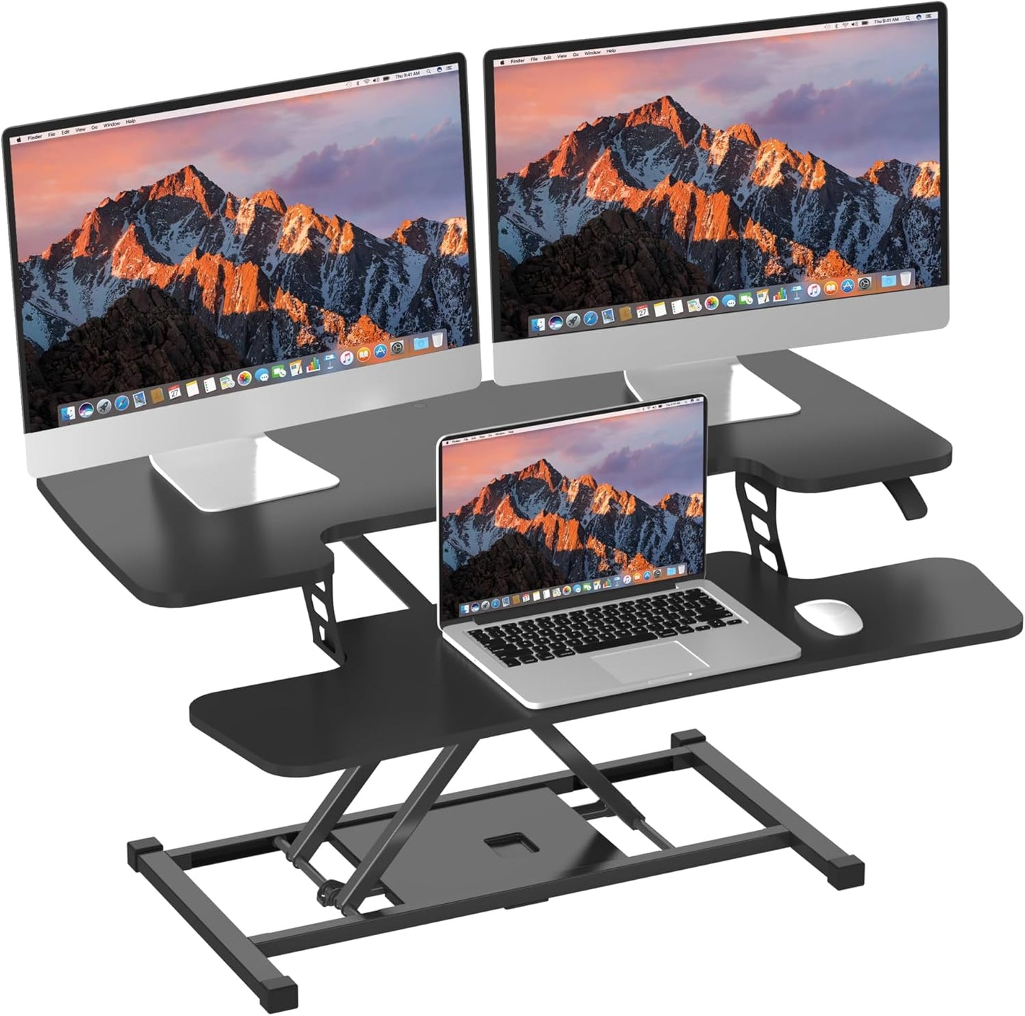 Height Adjustable Dual Monitor Standing Desk Converter - Improved Productivity!