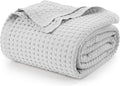 Utopia Bedding Silver 100% Cotton Waffle Blanket King - Lightweight
