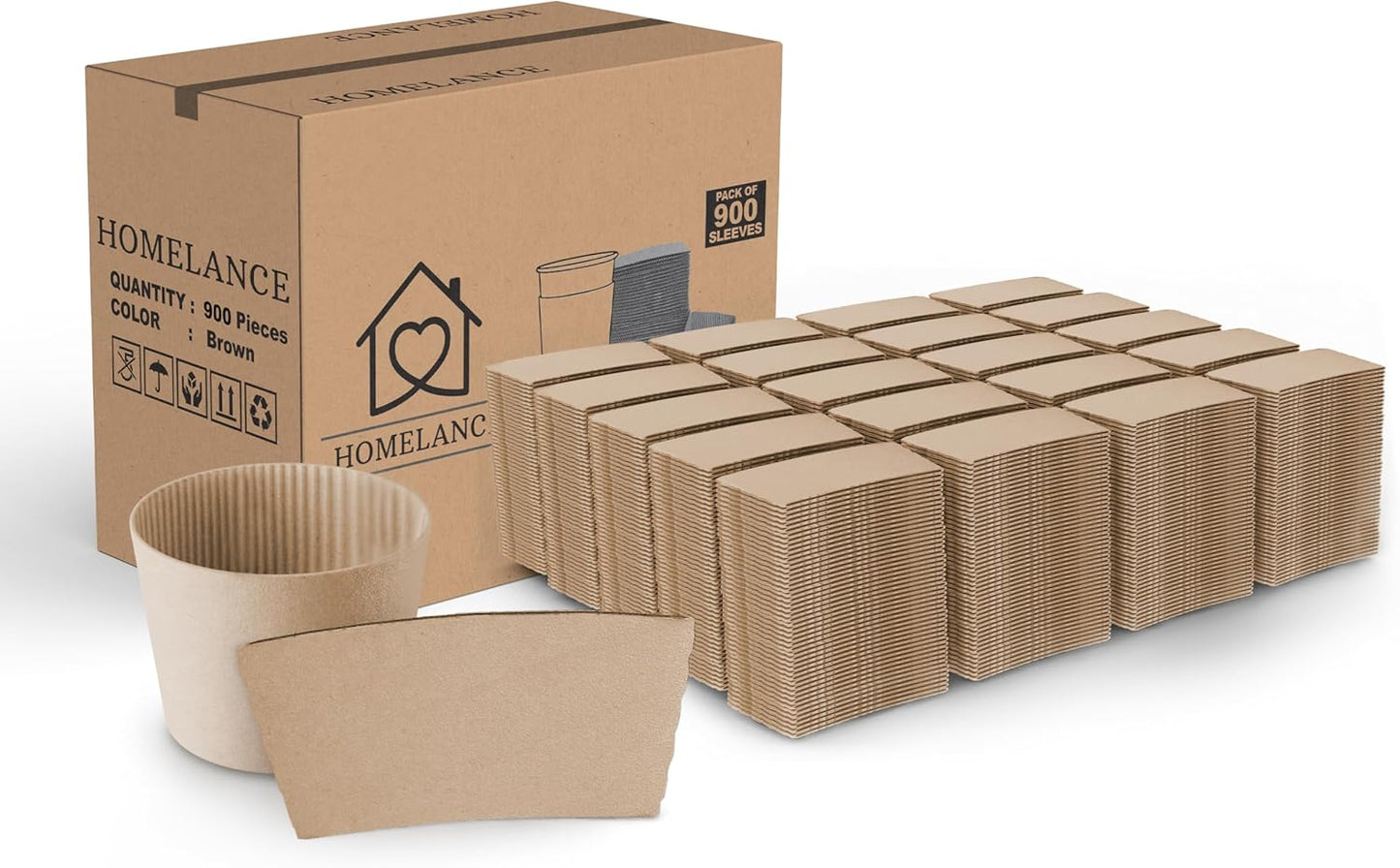 Coffee Sleeves 900 Pcs for 12oz to 24oz Cups - Recyclable & Disposable