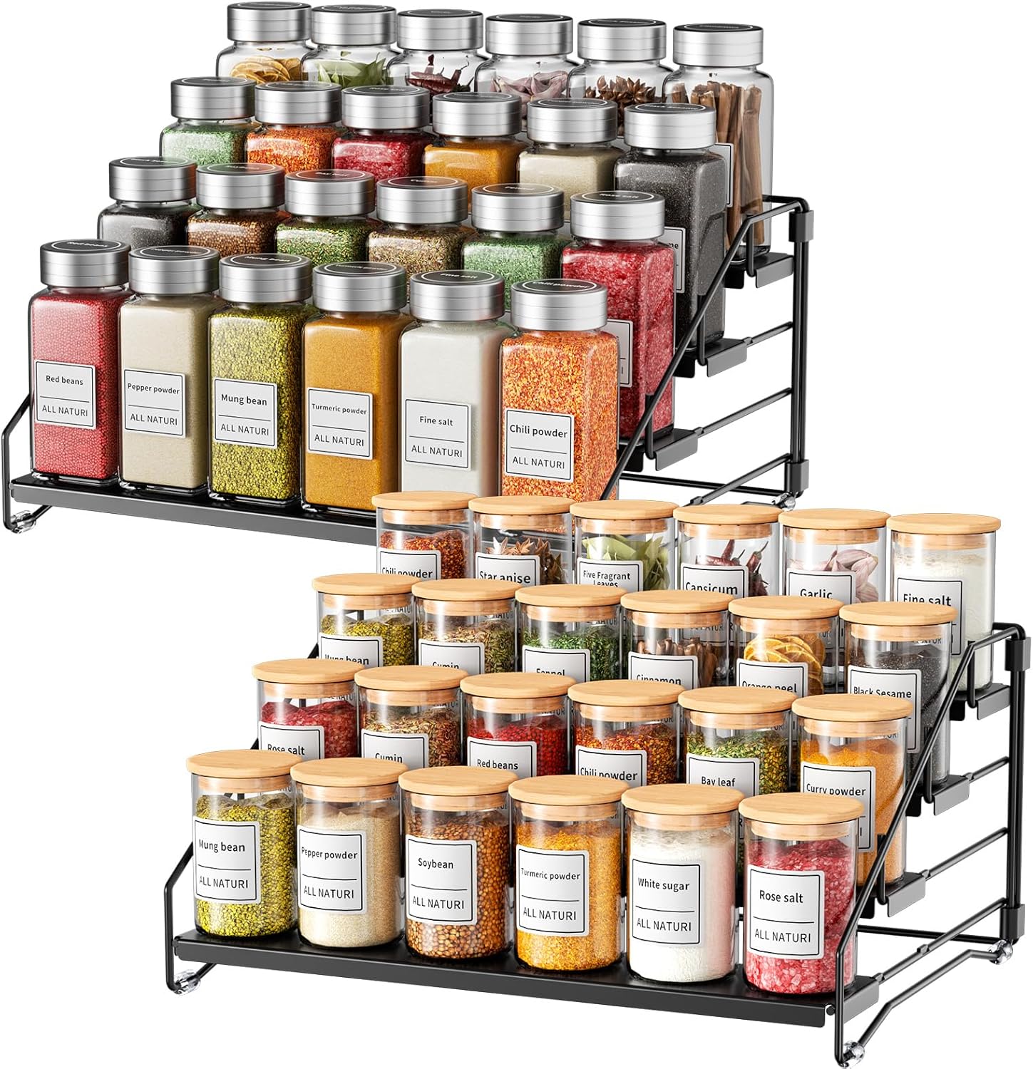 RCHYFEED 4 Tier Spice Rack Organizer for Easy Kitchen Storage