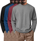 Mens Big and Tall Cotton Long Sleeve Shirts 4 Pack - Plus Size
