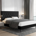 Full Size Upholstered Platform Bed Frame in Black - Adjustable