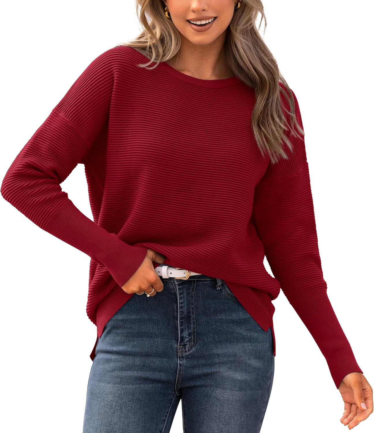 BTFBM Fall Sweaters for Women: Cozy Long Sleeve Pullover Tops