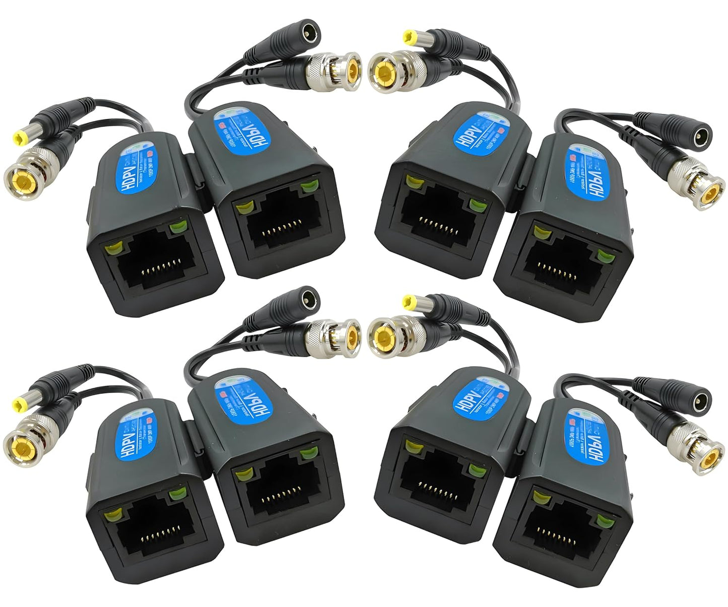 BNC to RJ45 Video Balun with Power - 8MP HD CCTV Adapter