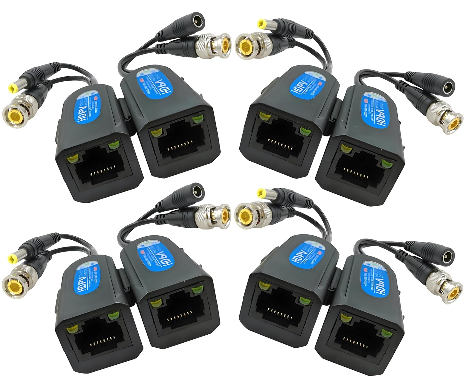 BNC to RJ45 Video Balun with Power - 8MP HD CCTV Adapter