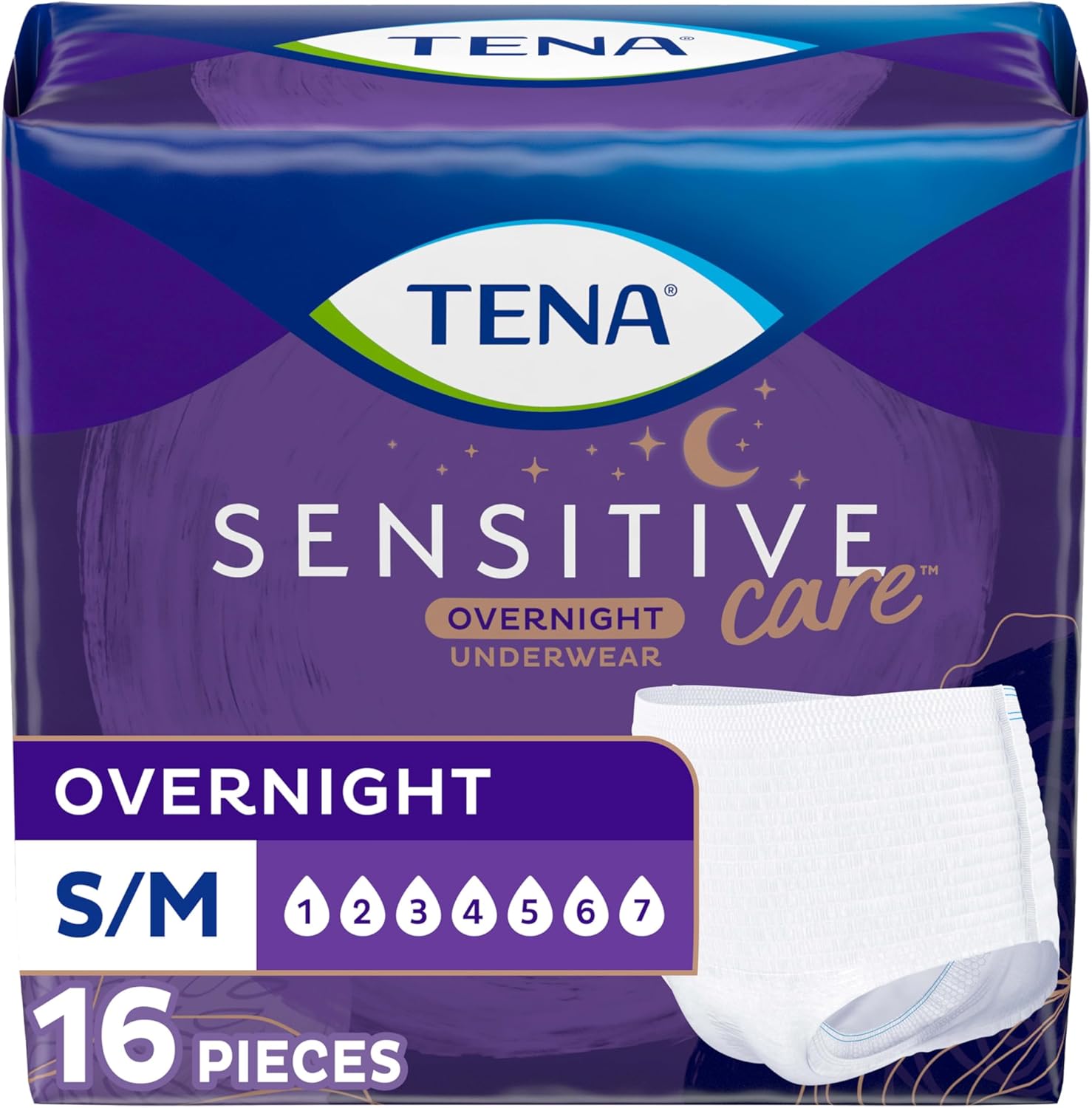 TENA Overnight Incontinence Underwear, Medium, 16 Count - Leak Protection!