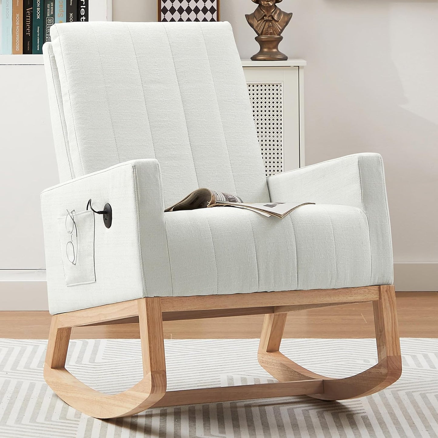 VECELO Modern Rocking Chair with USB Port - Cozy Nursery Glider