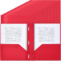 Plastic Folders with Pockets and Prongs - 100 Pack Red - Organized