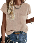 Short Sleeve Sweater Vest Cotton Knit Pullover Tank Top - Versatile