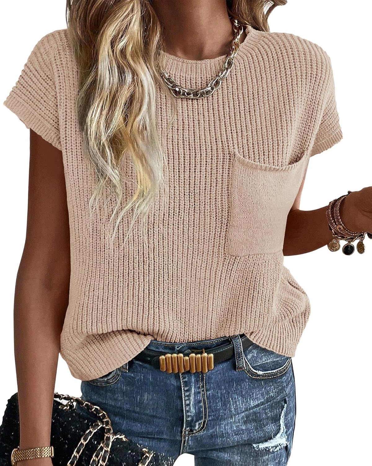 KIRUNDO Summer Fall Short Sleeve Sweater for Women 2025