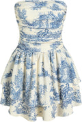 CIDER Women's Summer Cocktail Dress - Tube Ruched Ruffle (Style HQB1)