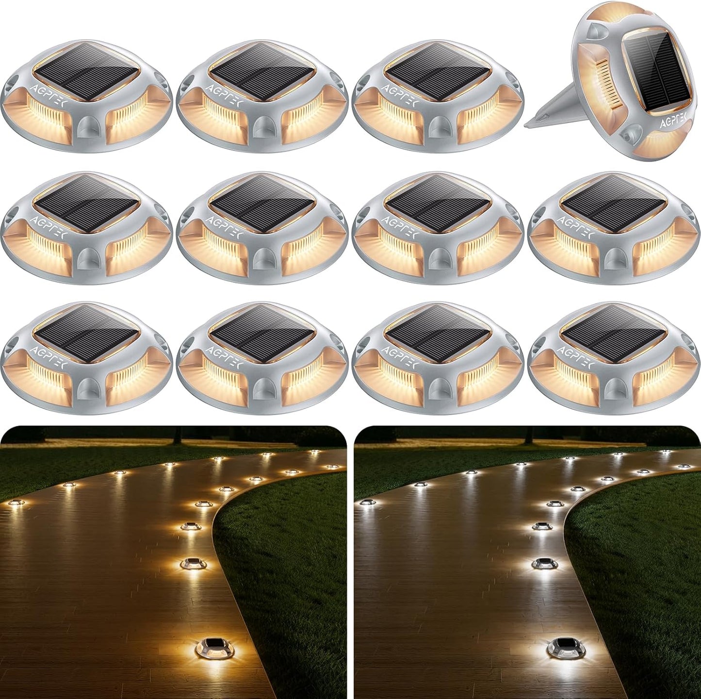 AGPTEK Solar Driveway Lights 12 Pack for Outdoor Security Use