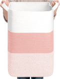 Laundry Basket Rectangular 95L Pink Rope Organizer - Spacious