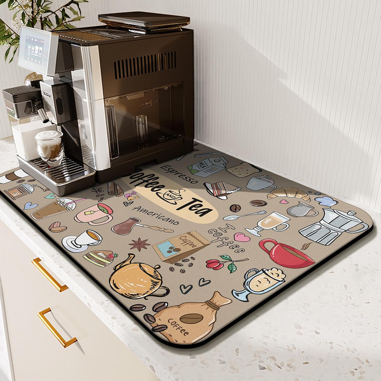 Super Absorbent Coffee Bar Mat | Anti-Slip Silicone | Kuyig Home