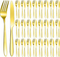 Nuenen Stainless Steel 50-Piece Forks and Knives Set - Elegant Gold