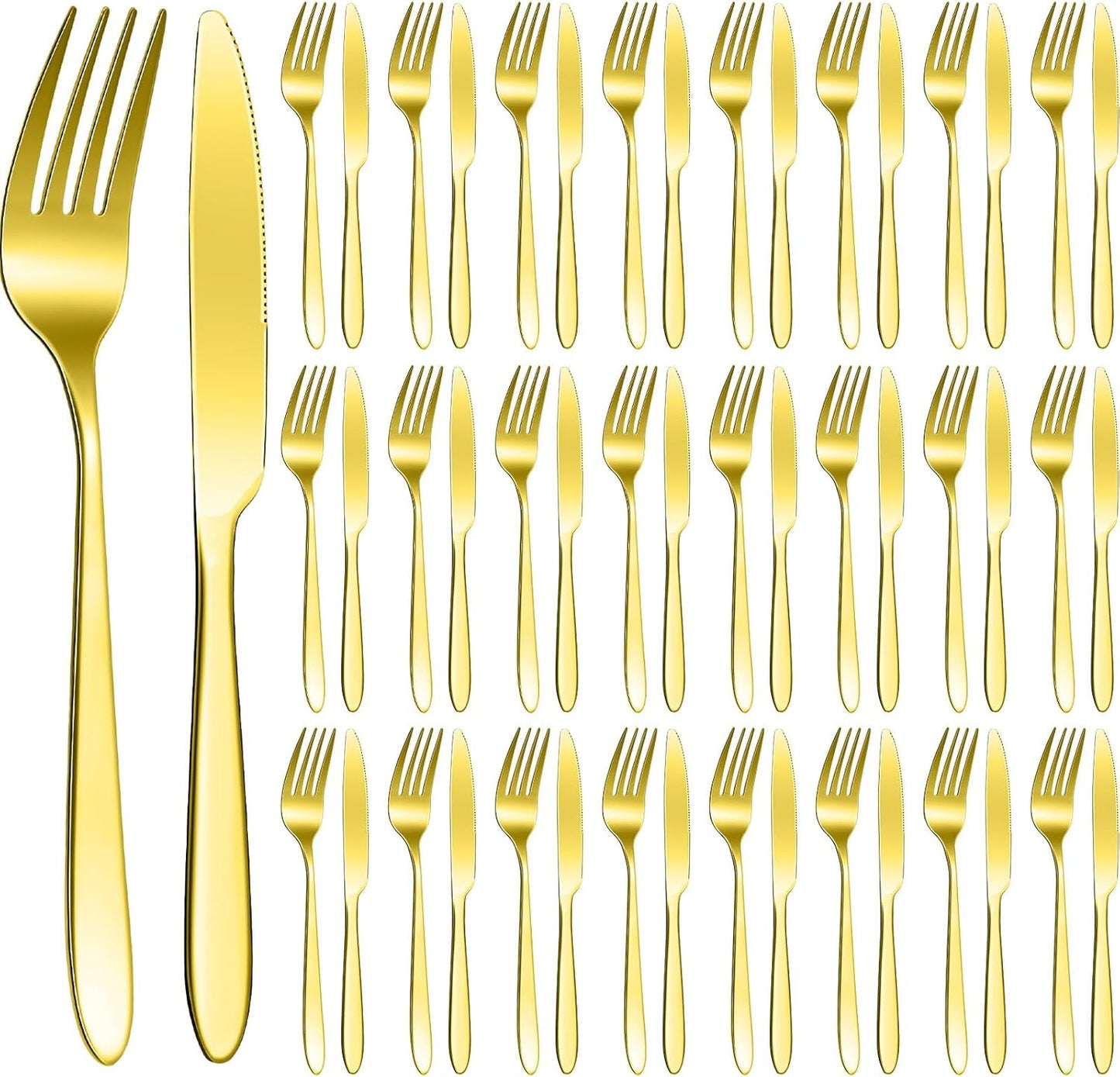 Nuenen 50 Pieces Stainless Steel Forks and Knives Set for Dining