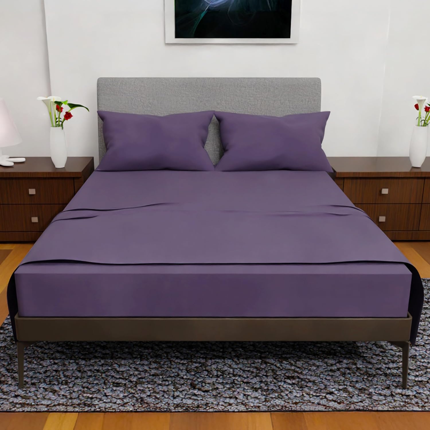 Queen Sheet Set - 4 Piece Bedding with Deep Pocket Design
