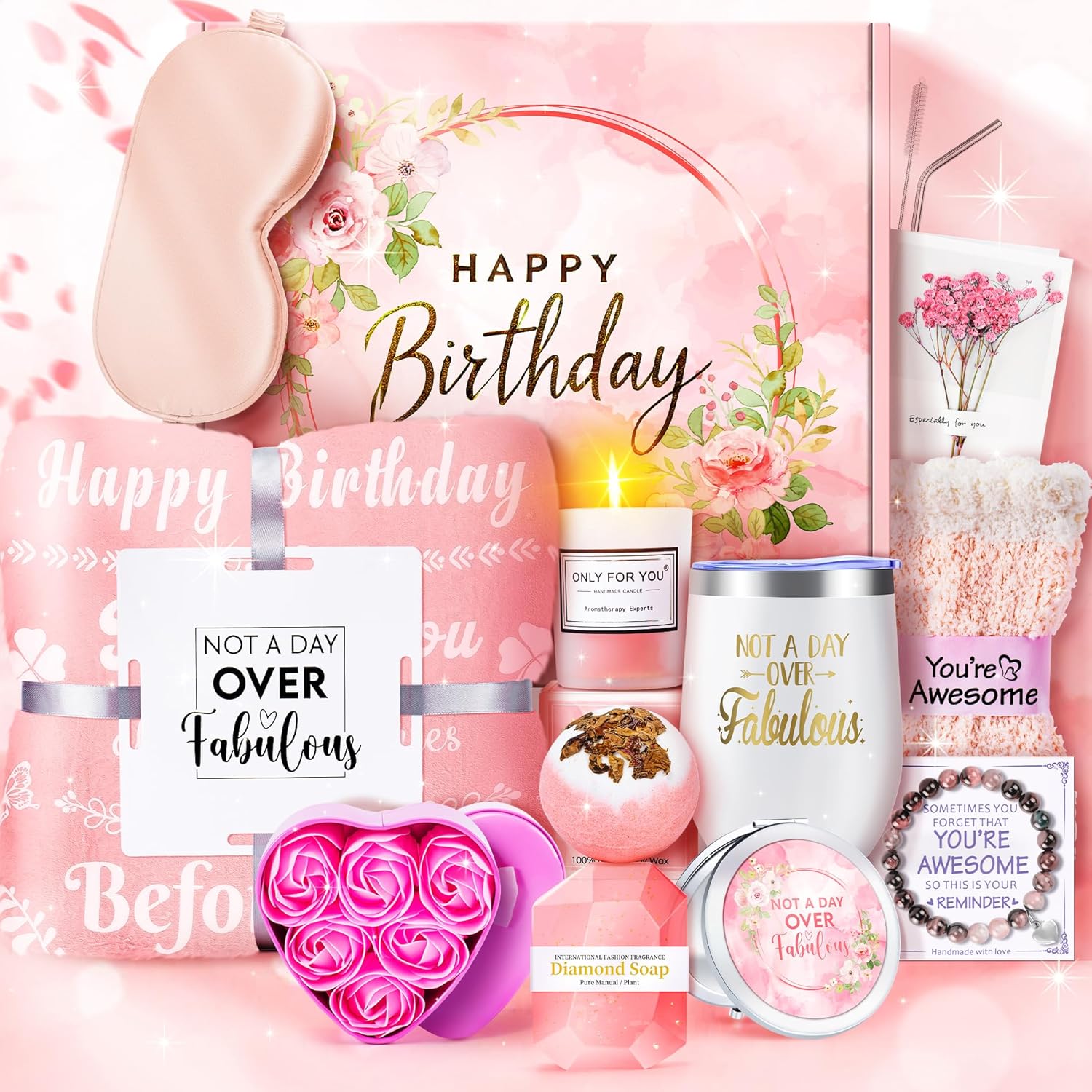 15PCS Pink Self Care Package for Women - Perfect Birthday Gifts