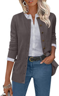 ANRABESS Women's Cardigan Sweater - Soft Crewneck Button Front