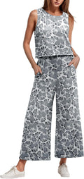 Women's Summer 2 Piece Outfits Set - Lightweight Sleeveless Crop Top