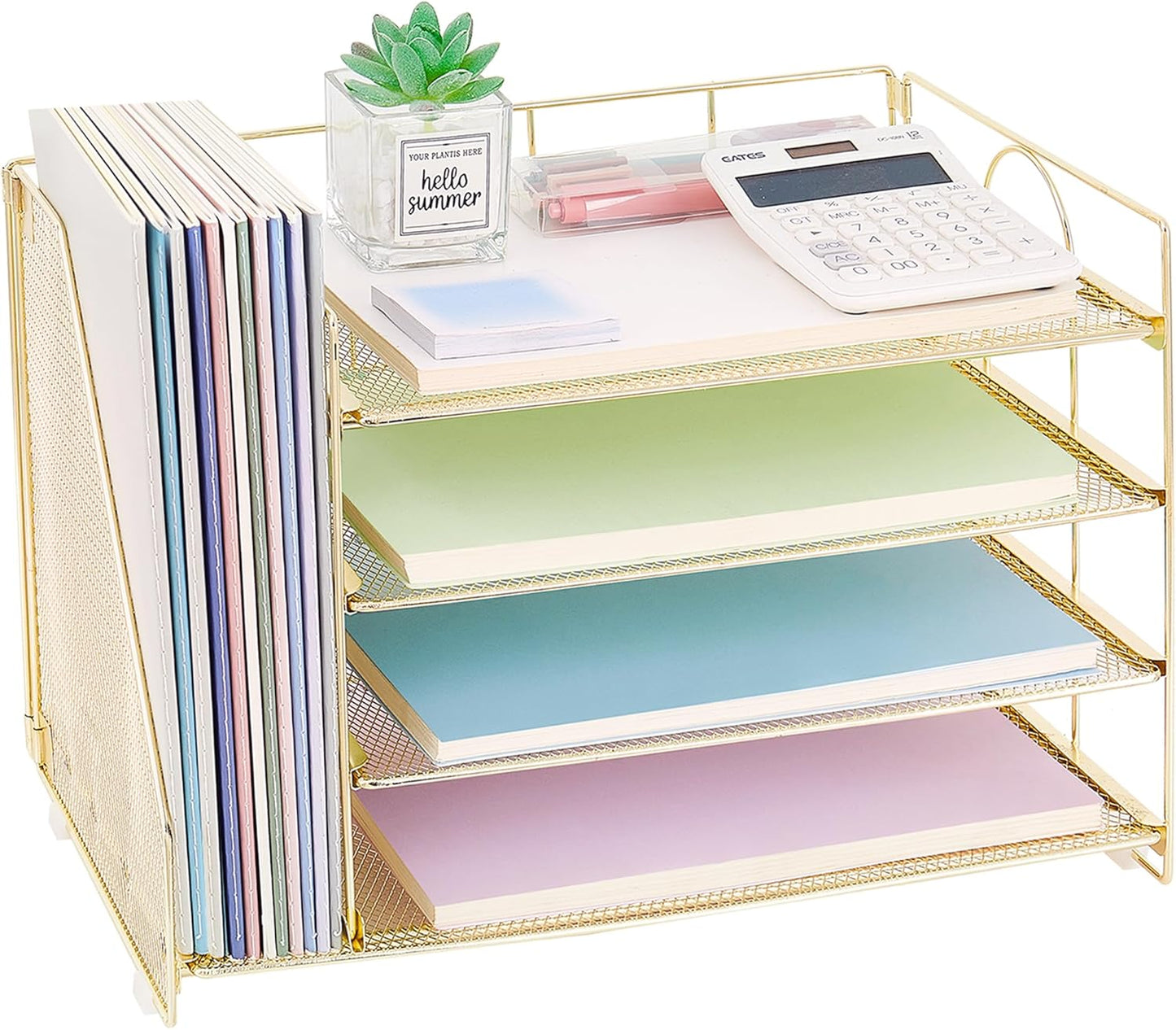 4 Tier Gold Desk File Organizer by OPNCIE