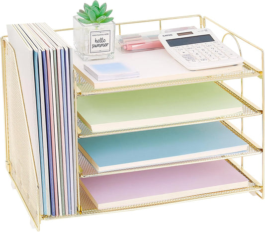 4 Tier Gold Desk File Organizer by OPNCIE