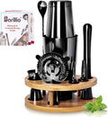 Barillio Black Mixology Bartender Kit with Stand - Sleek 9-Piece Set