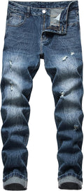 QIMYUM Mens Ripped Jeans Slim Fit Straight Leg - Comfortable you