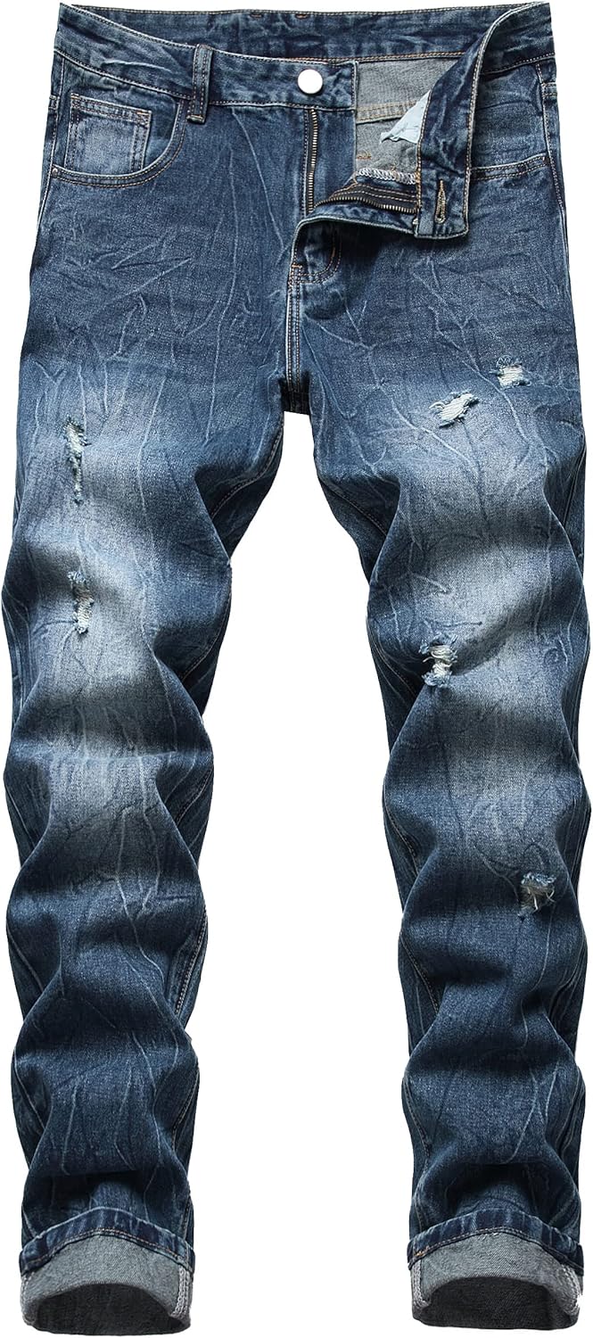 QIMYUM Mens Ripped Jeans for Comfort and Style in Every Fit