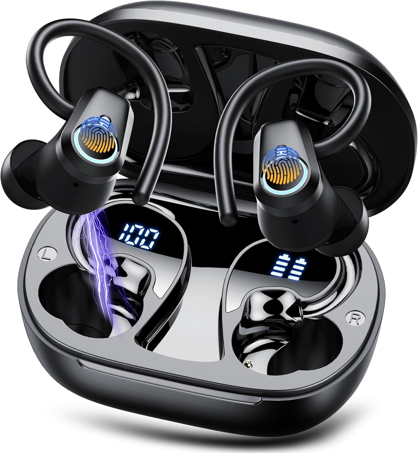 Poounur Wireless Earbuds: 50H Stereo, ANC Mic, IP7 Waterproof