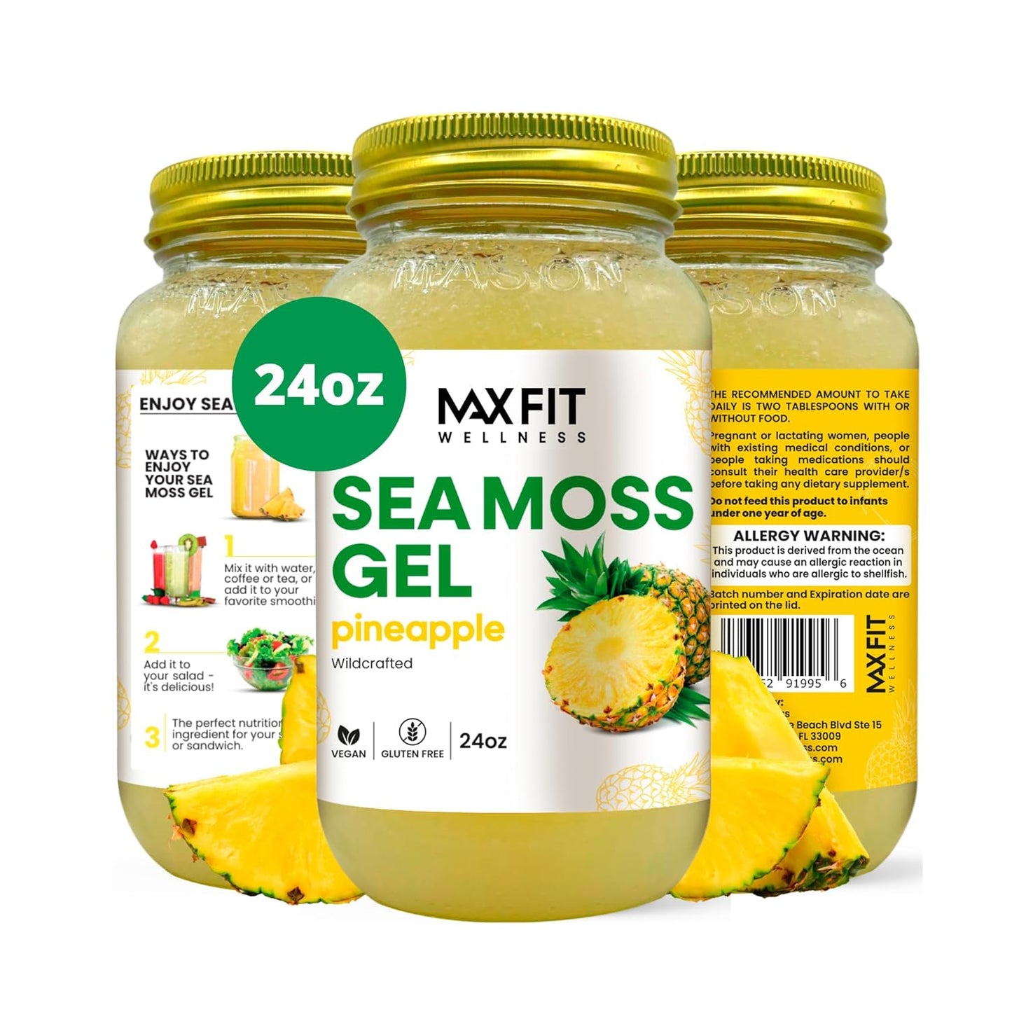 Raw Sea Moss Gel with 12 Flavors - 24oz Vegan Superfood