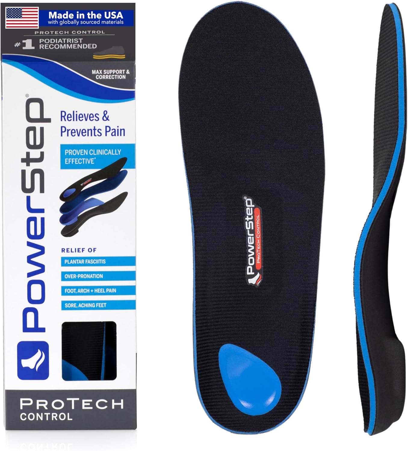 PowerStep ProTech Control Orthotic Insoles for Plantar Fasciitis