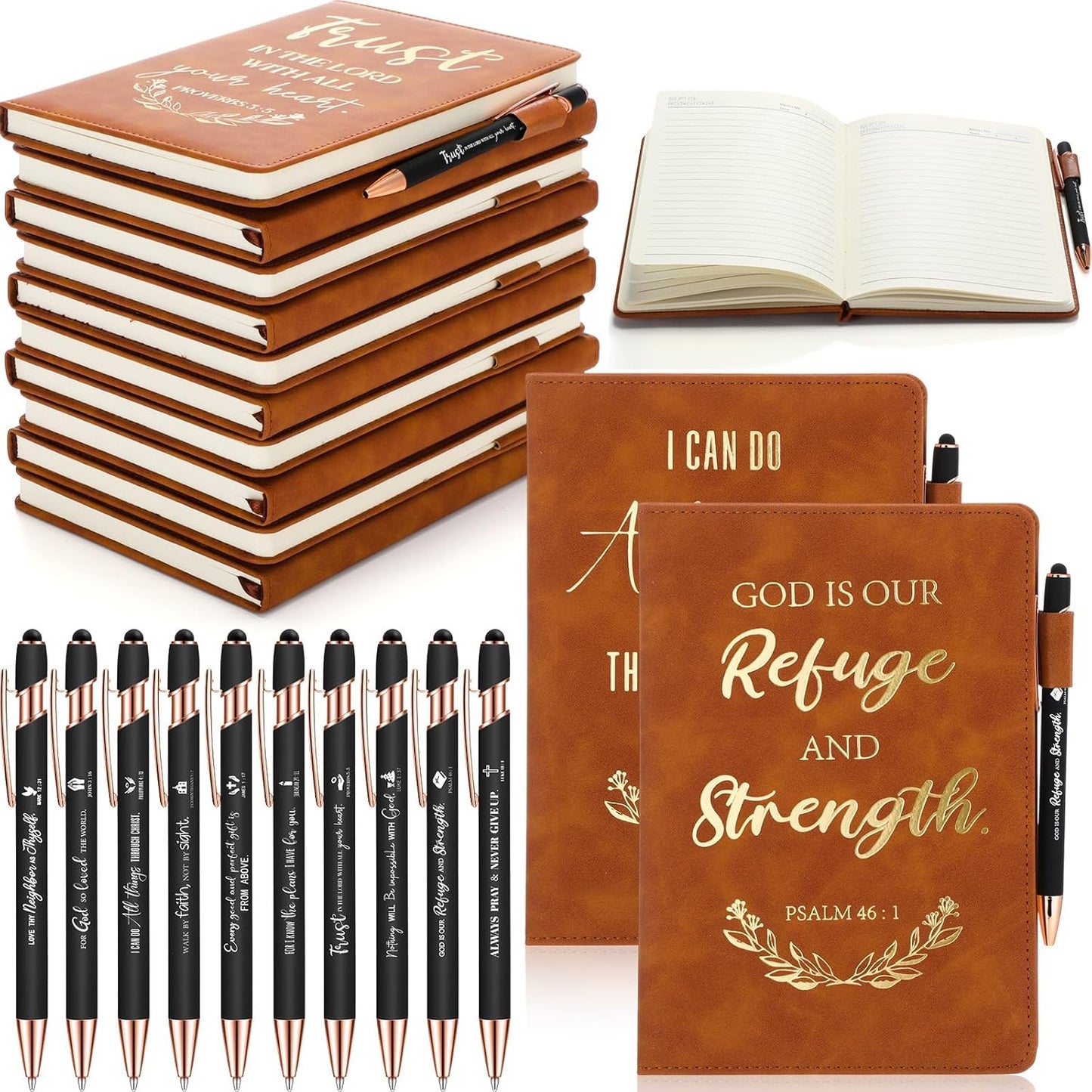 Set of 10 Inspiring Christian Journals & Pens - Sayglossy