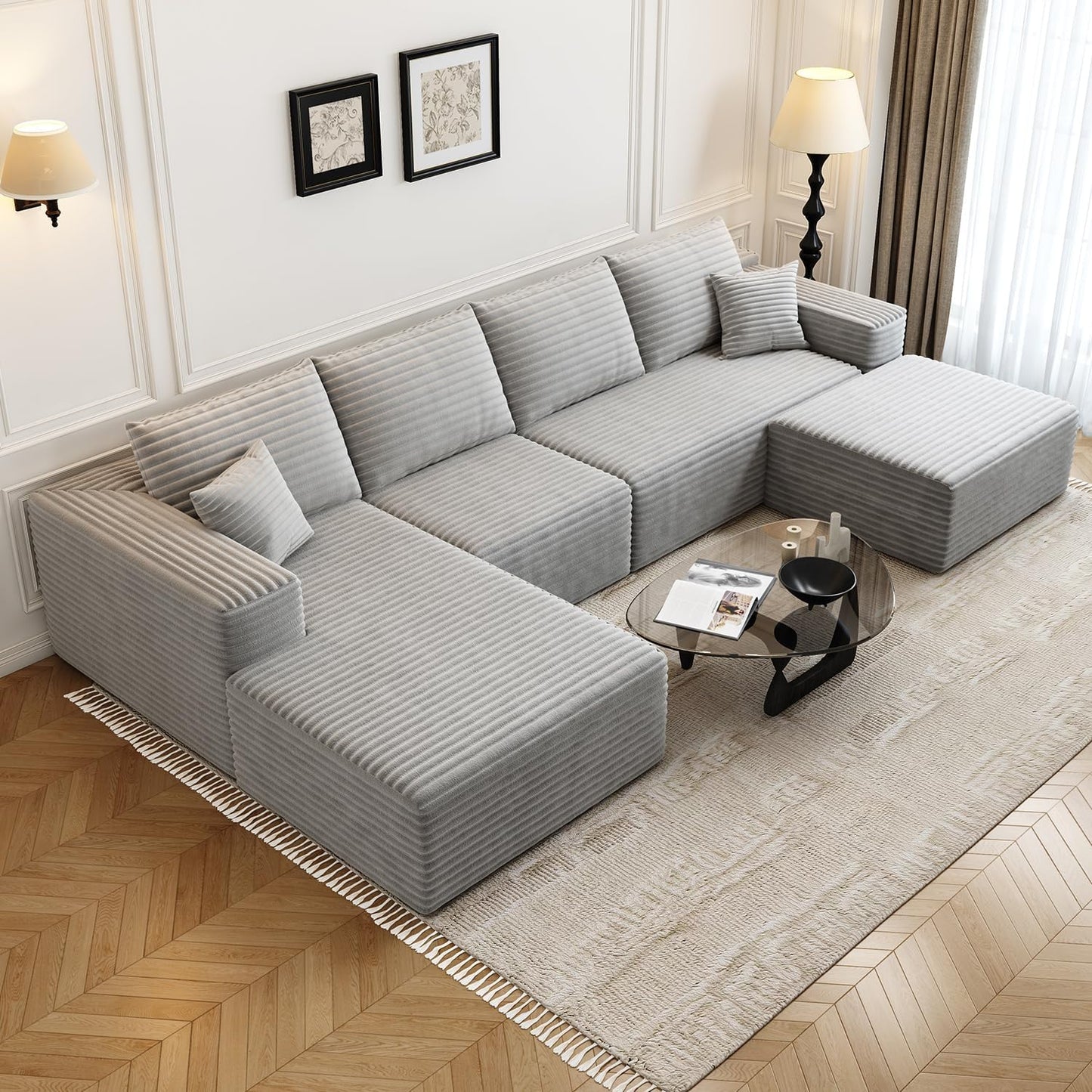 135.4 Cloud Modular Sectional Sofa with Ottoman for Comfort