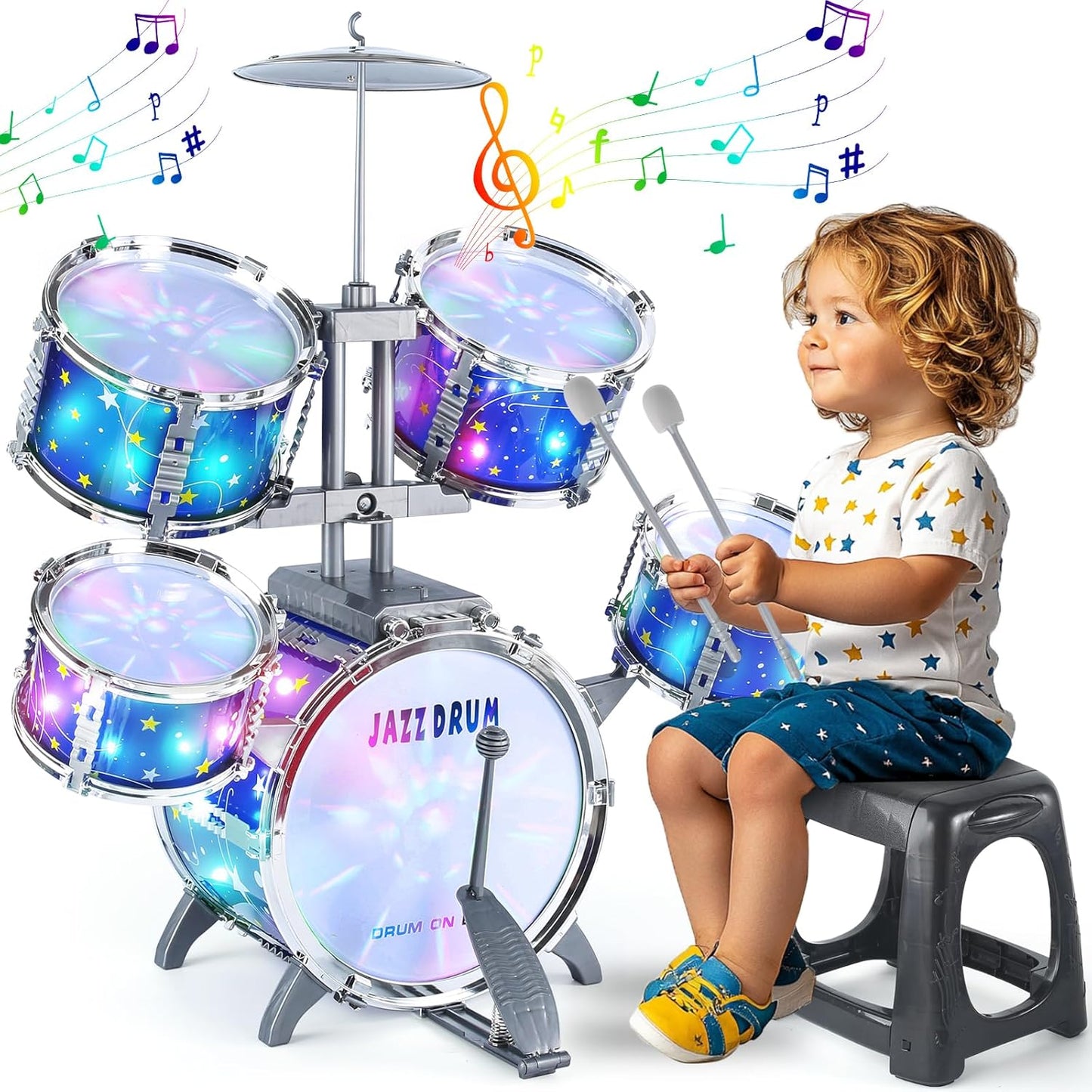 Upgraded Kids Drum Set for Toddlers 1-3, Fun Musical Toy