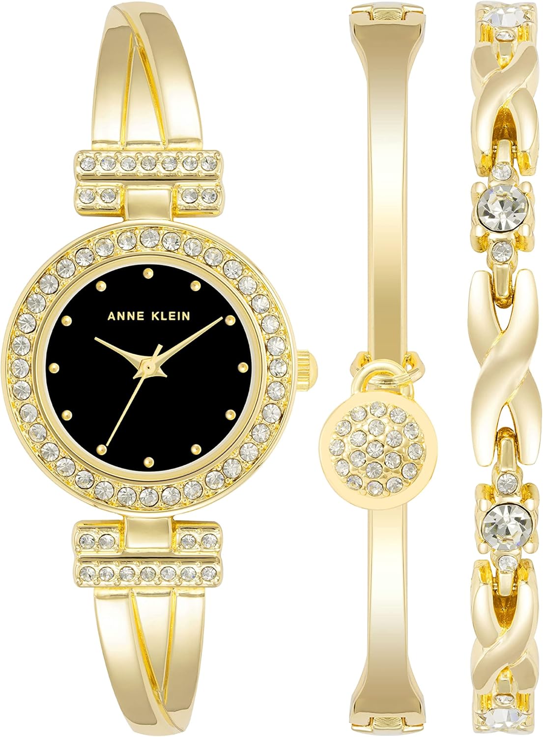 Anne Klein Women's Premium Crystal Accented Bangle Watch Set