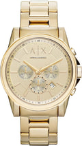 AX Chronograph Watch for Men with Gold Dial and Bracelet - Classic