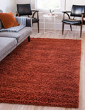 Solid Shag Area Rug 3 ft 3 in x 5 ft 3 in Terracotta - Cozy Pile